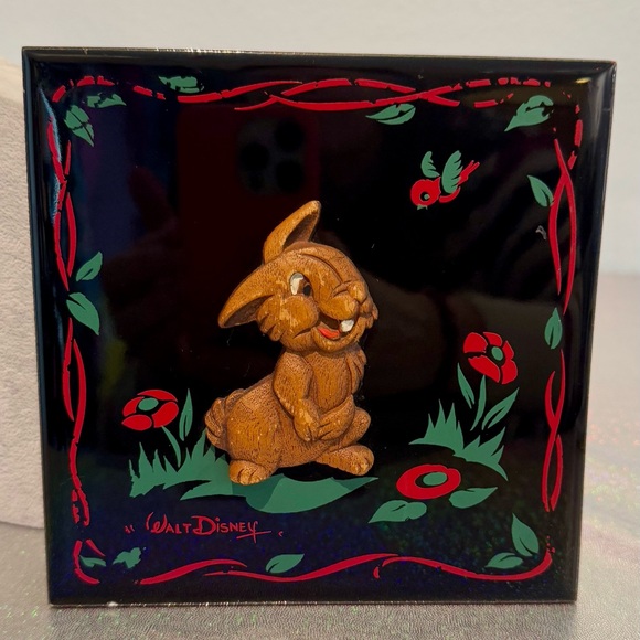 Bambi Thumper Wood & Ceramic Painted Tile Vintage Disney 1950’s 6” X 6” - Picture 4 of 5